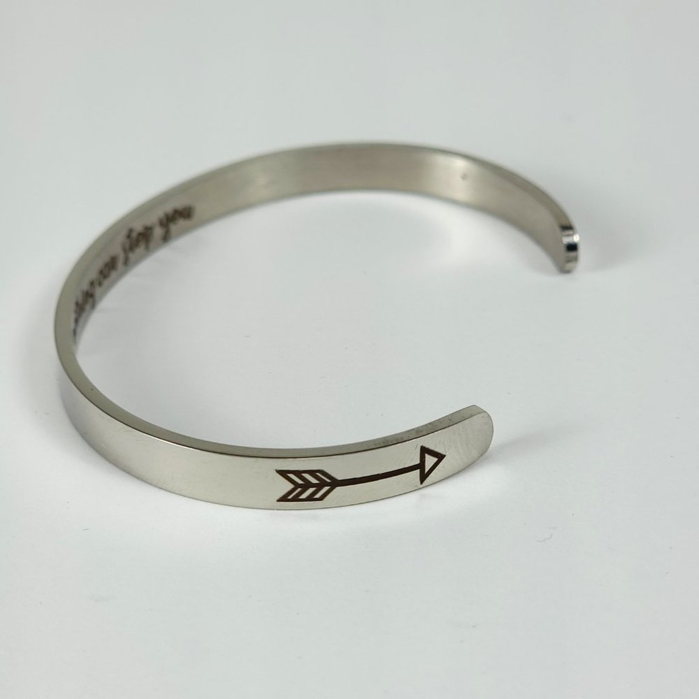 Inspirational "Nothing Can Stop You" "Keep F**king Going" Silver Tone Bracelet - Picture 4 of 5